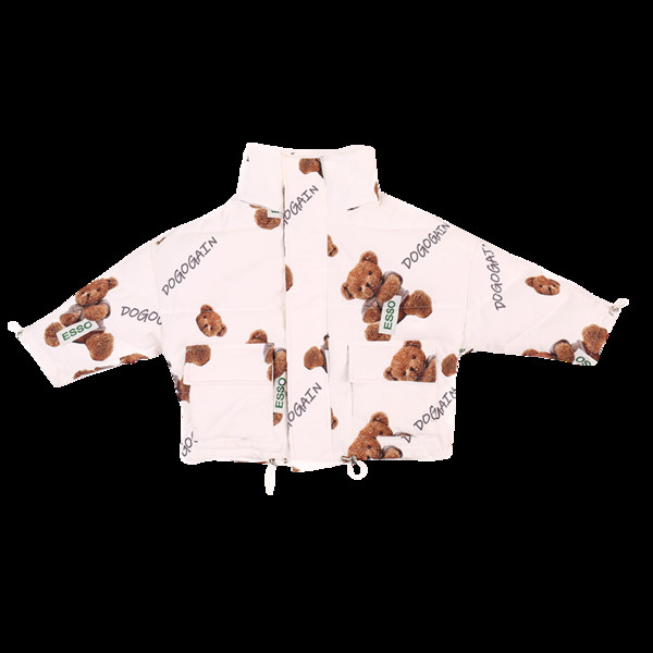 Kaasaegne laste jope tüdrukutele lai mudel trükiga