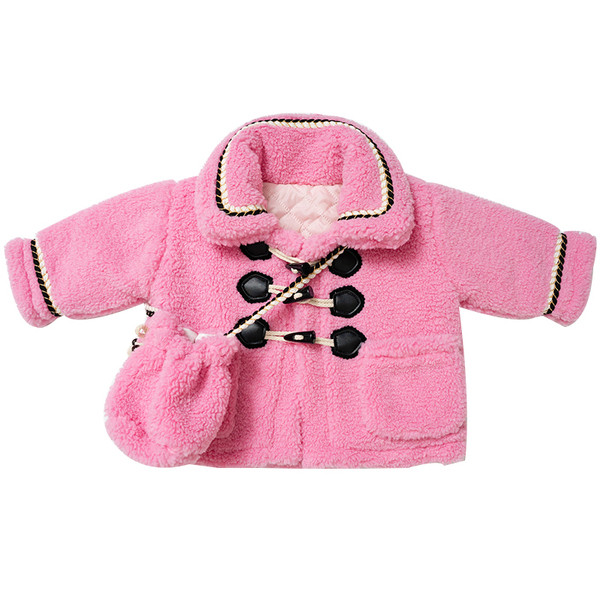 Moodne valge ja roosa nööpidega lastemantel tüdrukutele