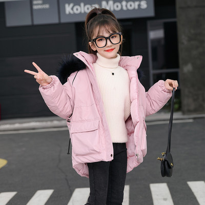 Kapuutsil ja taskul 3D elemendiga laste jope - tüdrukutele