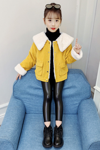 Pehme voodri ja taskutega igapäevane laste jope tüdrukutele