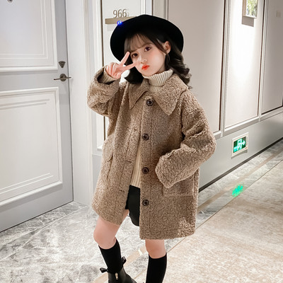 Παιδικό παλτό με κουμπιά και τσέπες - για κορίτσια