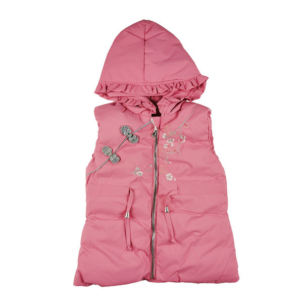 Moodne lastevest tüdrukutele, millel on kapuuts ja lips vööl