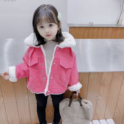 Moodne sooja voodri ja nööpidega laste jope tüdrukutele