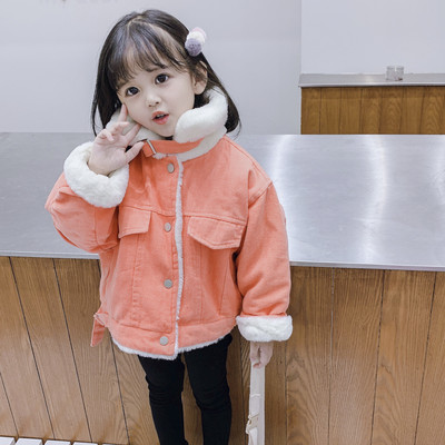 Moodne sooja voodri ja nööpidega laste jope tüdrukutele