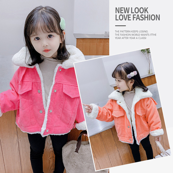 Moodne sooja voodri ja nööpidega laste jope tüdrukutele