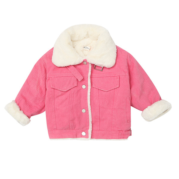 Moodne sooja voodri ja nööpidega laste jope tüdrukutele