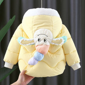 Moodne kapuutsiga ja 3D elemendiga laste jope - tüdrukutele