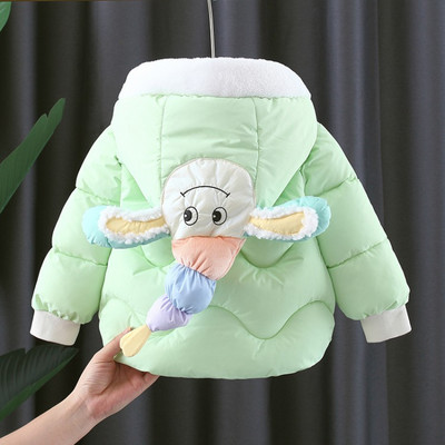 Moodne kapuutsiga ja 3D elemendiga laste jope - tüdrukutele