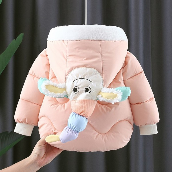 Moodne kapuutsiga ja 3D elemendiga laste jope - tüdrukutele