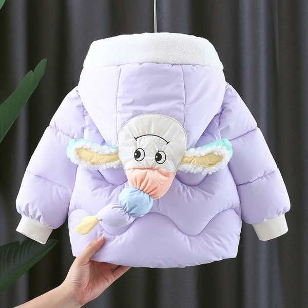 Moodne kapuutsiga ja 3D elemendiga laste jope - tüdrukutele