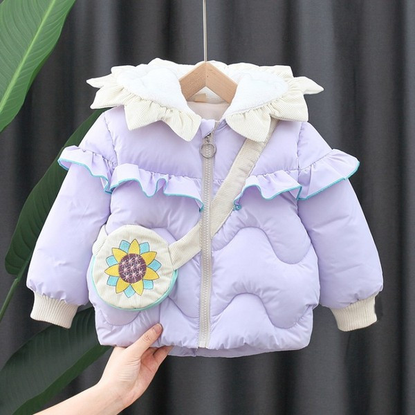 Νέο μοντέλο παιδικό μπουφάν με βολάν και κουκούλα για κορίτσια