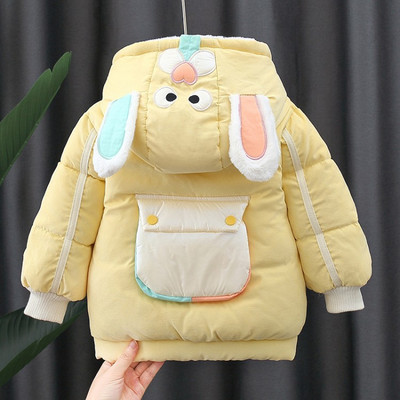 3D elemendi ja tagataskuga laste jope tüdrukutele