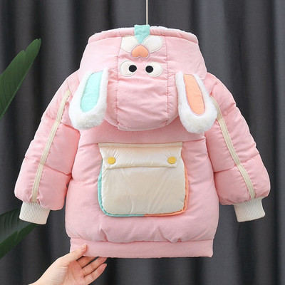 3D elemendi ja tagataskuga laste jope tüdrukutele