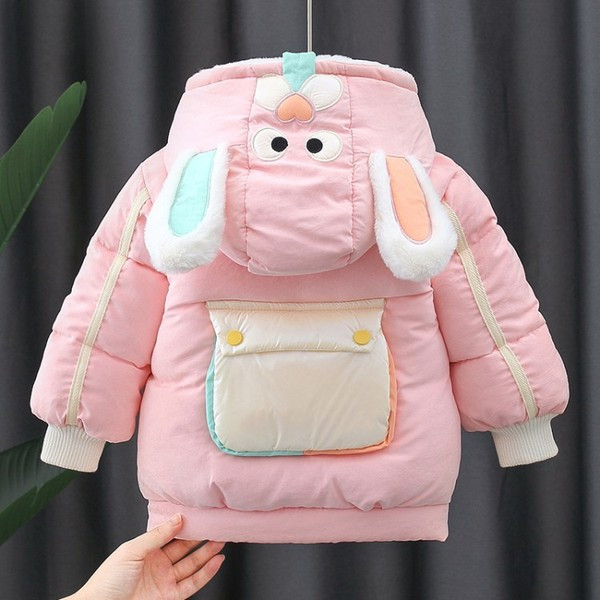 3D elemendi ja tagataskuga laste jope tüdrukutele