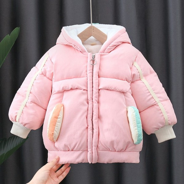 3D elemendi ja tagataskuga laste jope tüdrukutele