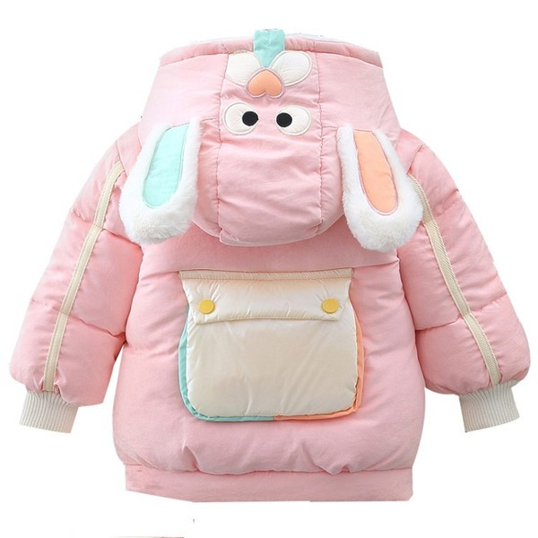 3D elemendi ja tagataskuga laste jope tüdrukutele