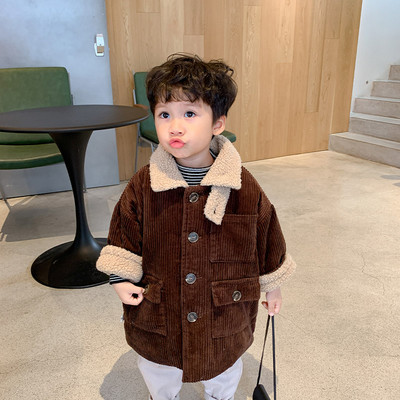 Kõrge krae ja nööpidega igapäevane laste jope poistele