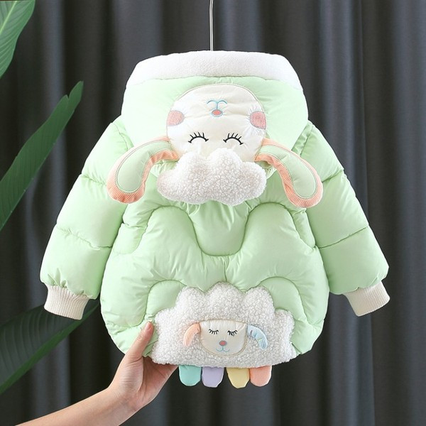 Moodne laste jope - 3D elemendi ja kapuutsiga tüdrukutele