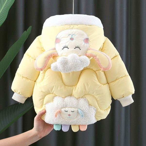 Moodne laste jope - 3D elemendi ja kapuutsiga tüdrukutele