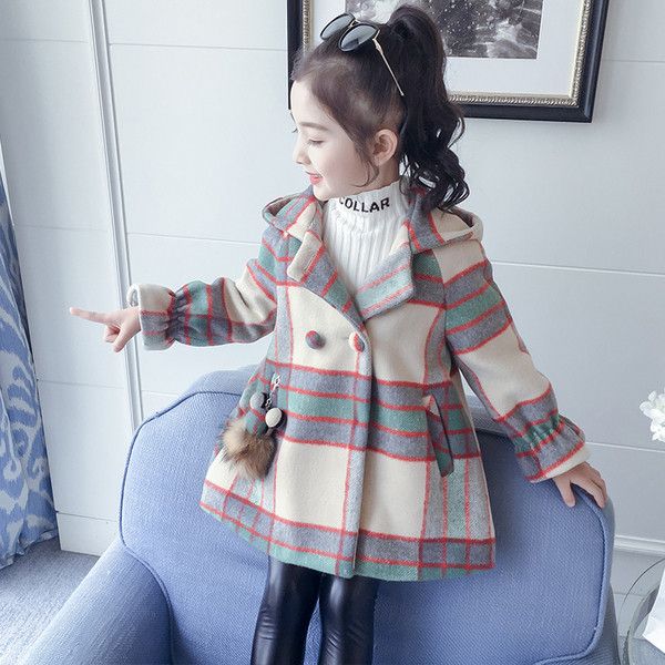 Παιδικό παλτό καρό με κουμπιά και τσέπες για κορίτσια