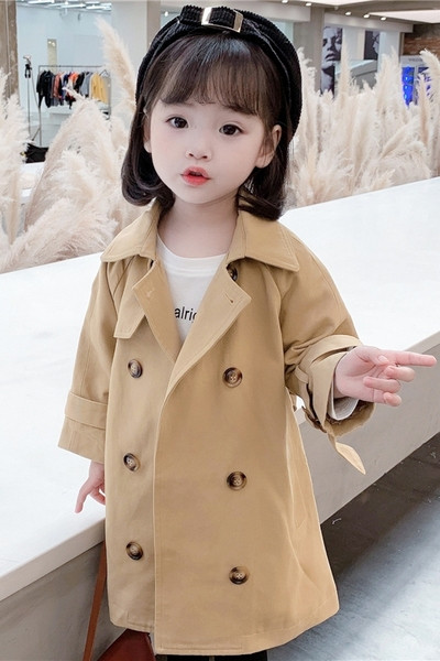 Μοντέρνο παιδικό παλτό με κουμπιά και μακριά μανίκια