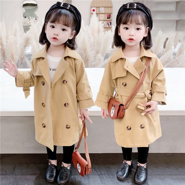 Μοντέρνο παιδικό παλτό με κουμπιά και μακριά μανίκια