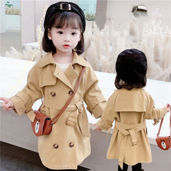 Μοντέρνο παιδικό παλτό με κουμπιά και μακριά μανίκια