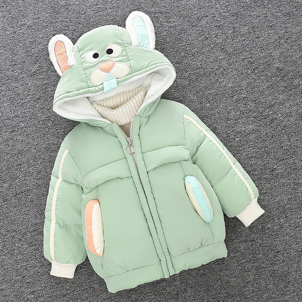 Μοντέρνο παιδικό μπουφάν για κορίτσια με κουκούλα με τρισδιάστατο στοιχείο