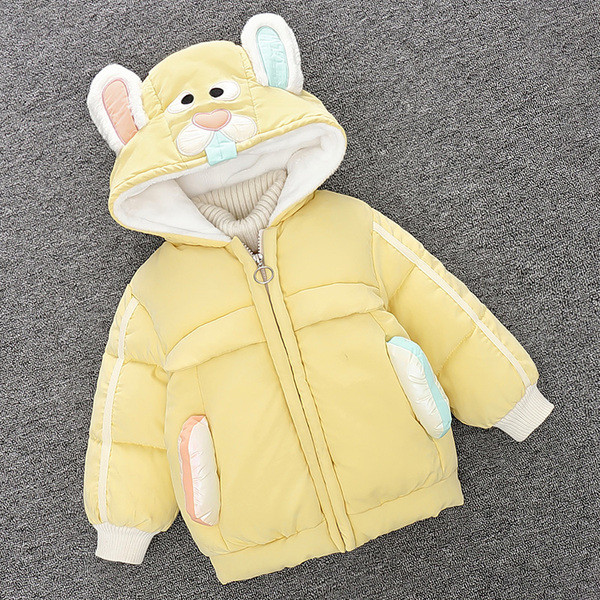 Μοντέρνο παιδικό μπουφάν για κορίτσια με κουκούλα με τρισδιάστατο στοιχείο