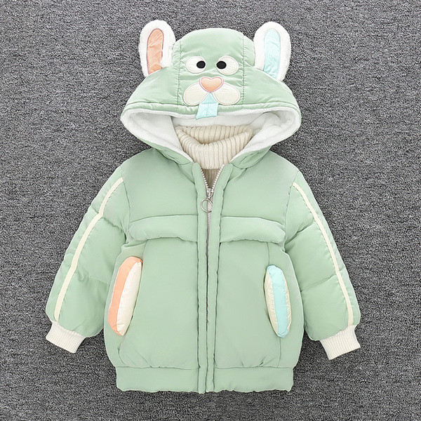 Μοντέρνο παιδικό μπουφάν για κορίτσια με κουκούλα με τρισδιάστατο στοιχείο