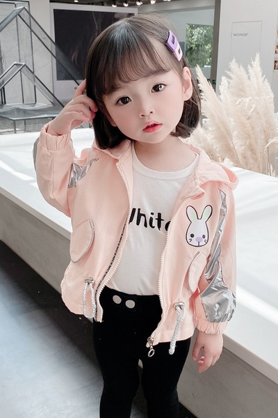 Kapuutsiga ja aplikatsiooniga vabaaja laste jope-tüdrukutele