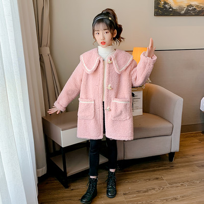 Παιδικό παλτό με κουμπιά και τσέπη - κορίτσια