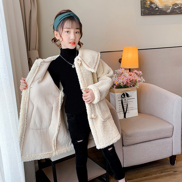 Παιδικό παλτό με κουμπιά και τσέπη - κορίτσια