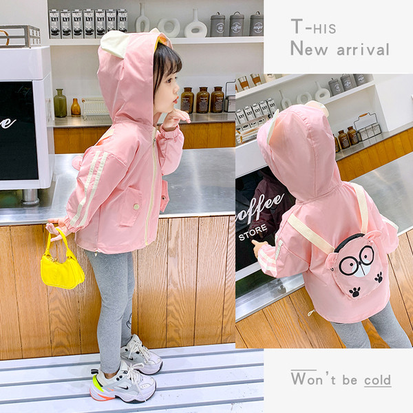 Παιδικό καθημερινό μπουφάν με απλικέ και φερμουάρ για κορίτσια