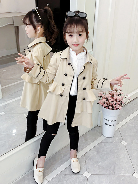 Παιδικό μοντέρνο παλτό με βολάν και κουμπιά