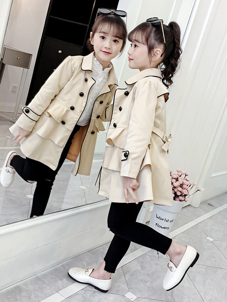 Παιδικό μοντέρνο παλτό με βολάν και κουμπιά