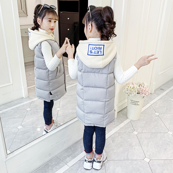 Παιδικό γιλέκο με κουκούλα για κορίτσια -  μακρύ μοντέλο