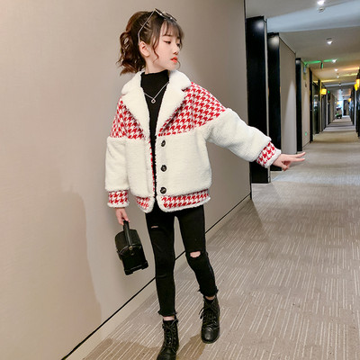 Palton de puf pentru copii cu guler clasic pentru fete