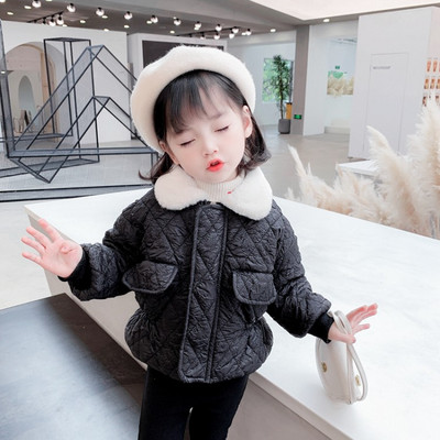 Μοντέρνο παιδικό μπουφάν με φερμουάρ και γιακά για κορίτσια