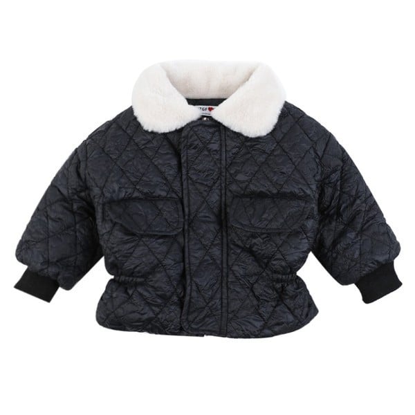 Μοντέρνο παιδικό μπουφάν με φερμουάρ και γιακά για κορίτσια