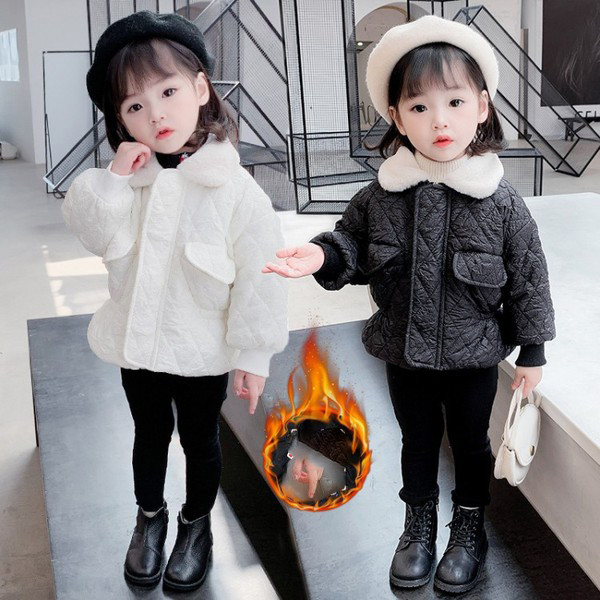 Μοντέρνο παιδικό μπουφάν με φερμουάρ και γιακά για κορίτσια