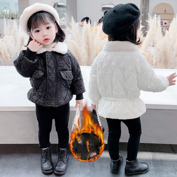 Μοντέρνο παιδικό μπουφάν με φερμουάρ και γιακά για κορίτσια