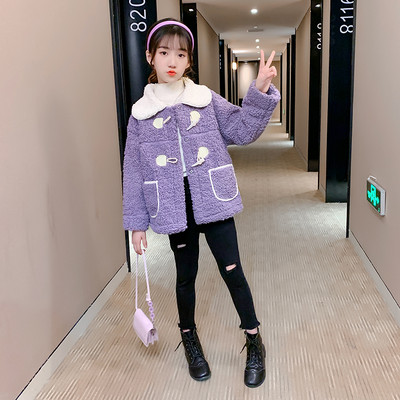 Αφράτο παιδικό παλτό για κορίτσια με τσέπες