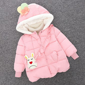 Dječja jakna s 3D cvjetnim elementom i kapuljačom za djevojčice