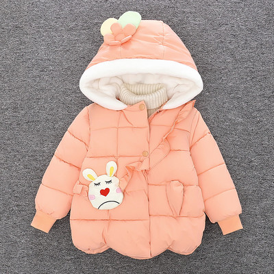 Dječja jakna s 3D cvjetnim elementom i kapuljačom za djevojčice