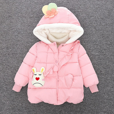 Dječja jakna s 3D cvjetnim elementom i kapuljačom za djevojčice