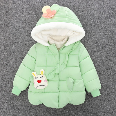 Dječja jakna s 3D cvjetnim elementom i kapuljačom za djevojčice