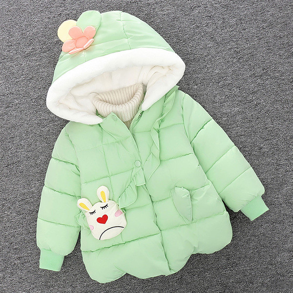 Dječja jakna s 3D cvjetnim elementom i kapuljačom za djevojčice