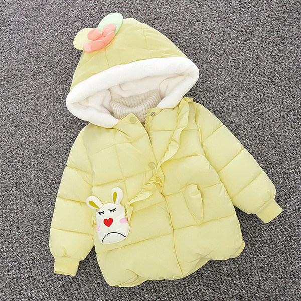 Dječja jakna s 3D cvjetnim elementom i kapuljačom za djevojčice