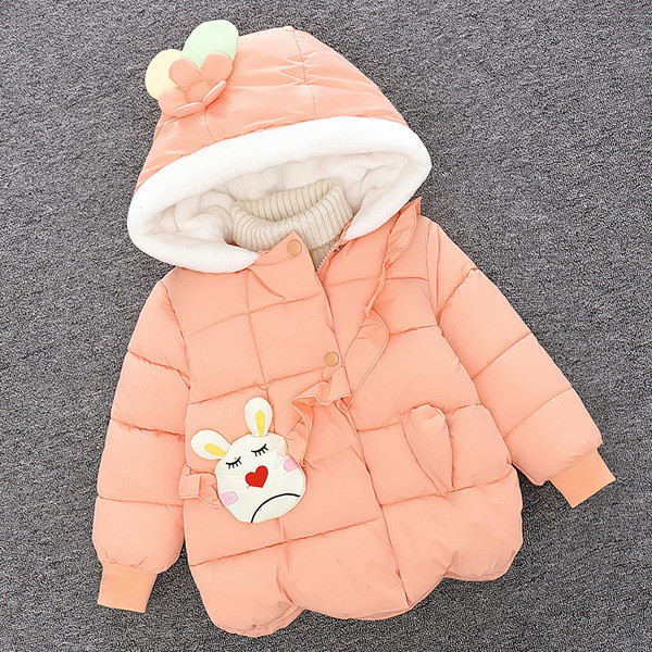 Dječja jakna s 3D cvjetnim elementom i kapuljačom za djevojčice